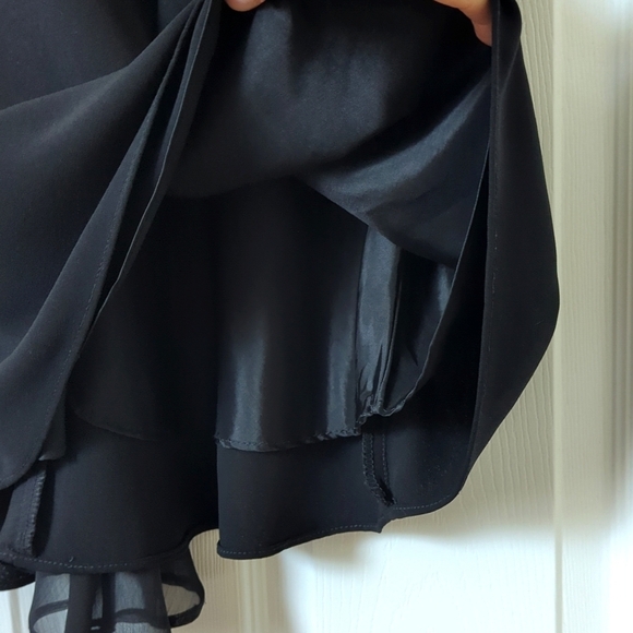 S.L. Fashions 90's Vintage Flutter Sleeve V-neck Midi Sheath Dress Black 10 - Picture 7 of 12